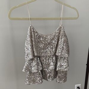 Express Glittering Silver Camisole